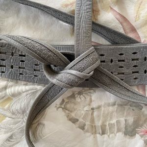 Anthropologie Grey Leather Wrap Belt